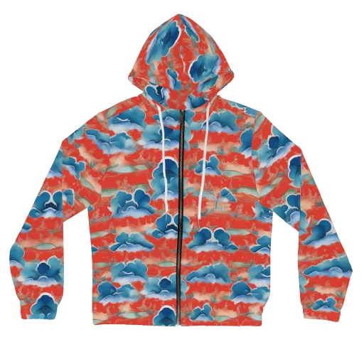 Vermilion Cloudscape on a Women's Full-Zip Hoodie