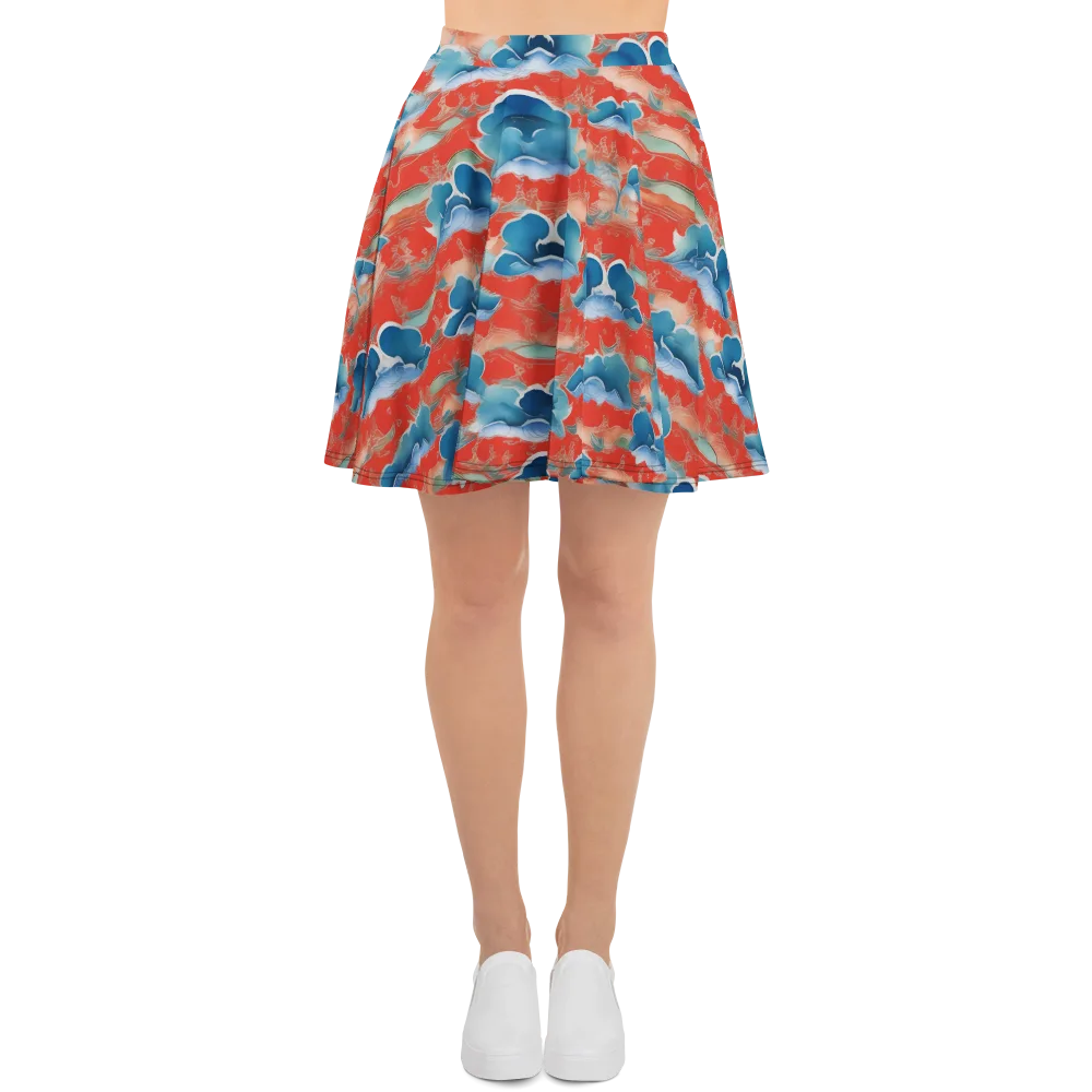 Vermilion Cloudscape on Skater Skirt — Front