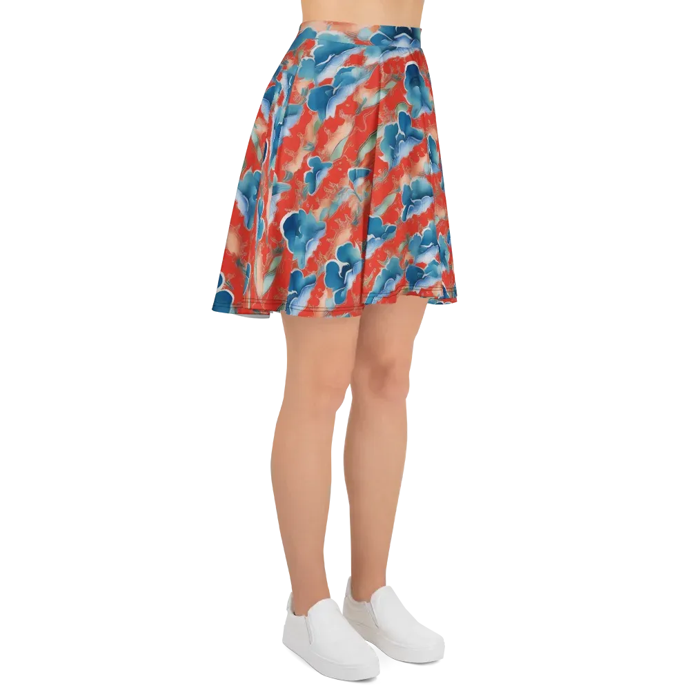 Vermilion Cloudscape on Skater Skirt — Right