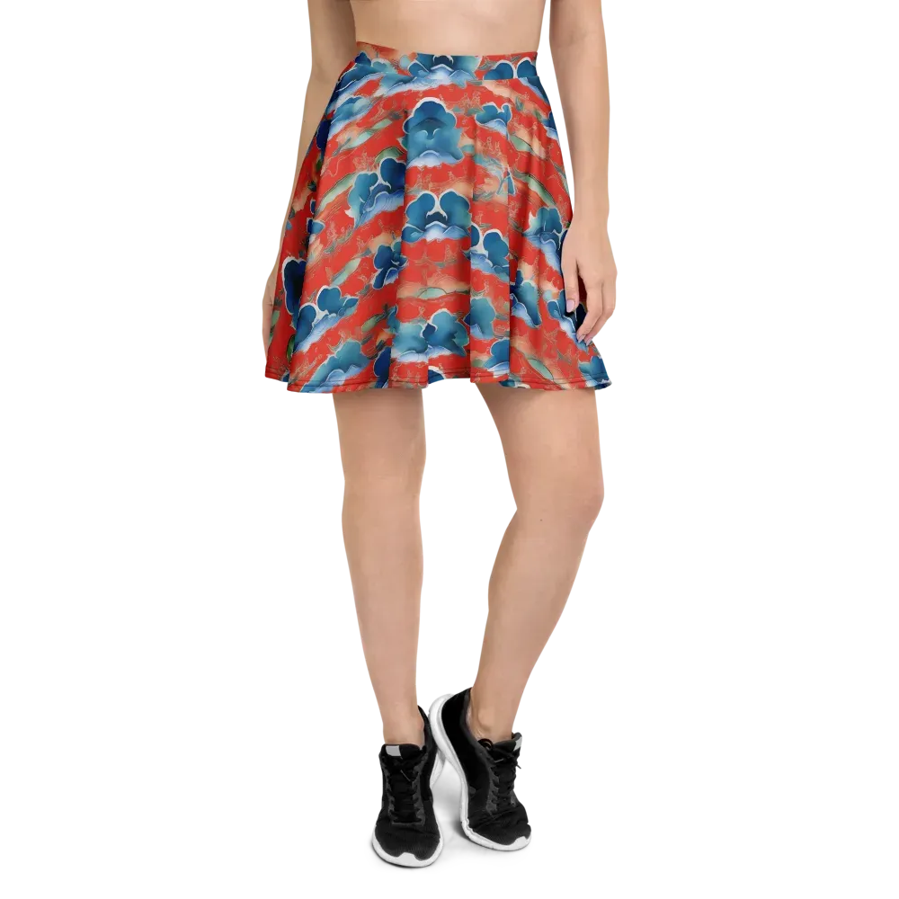 Vermilion Cloudscape on Skater Skirt — Front