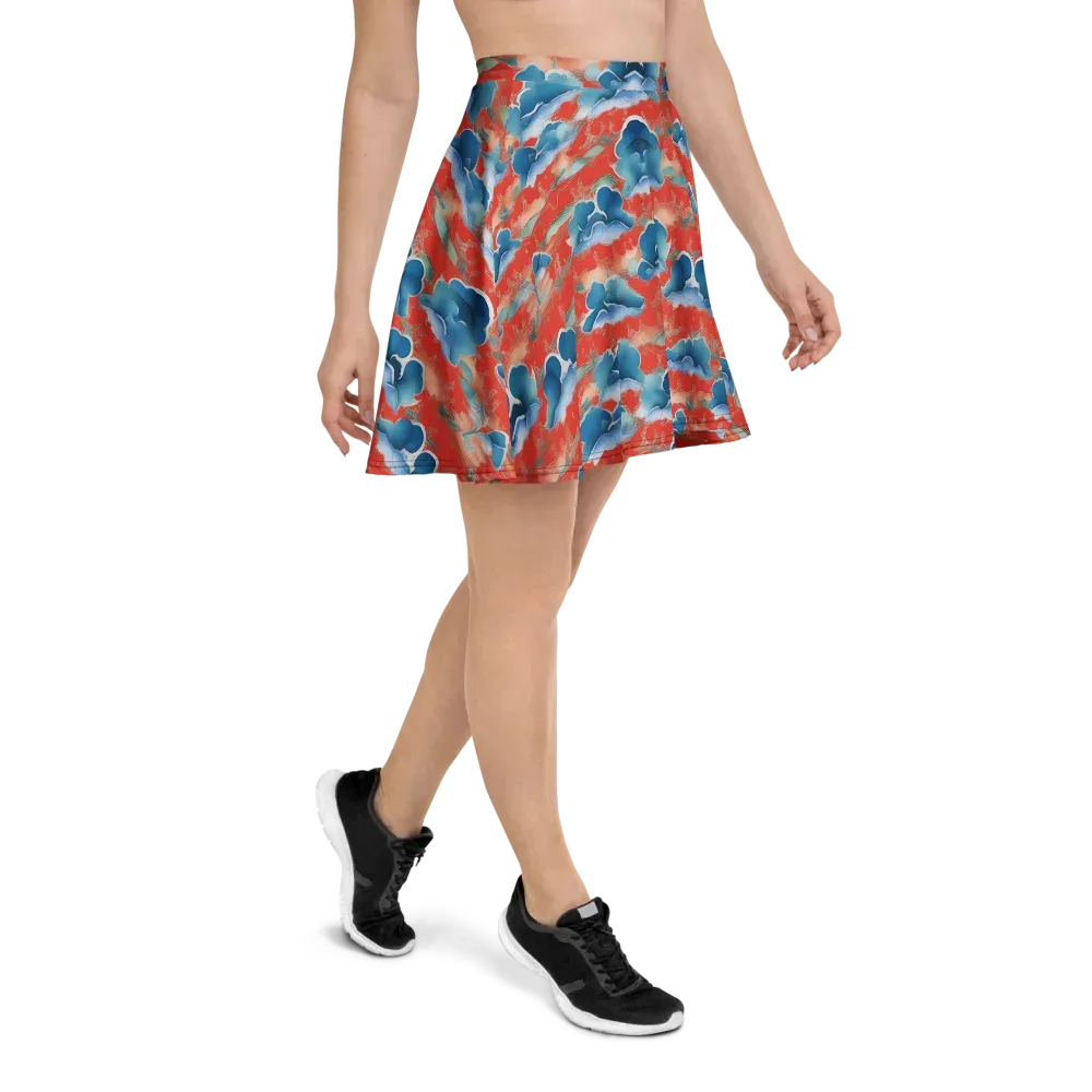 Vermilion Cloudscape on Skater Skirt — Right
