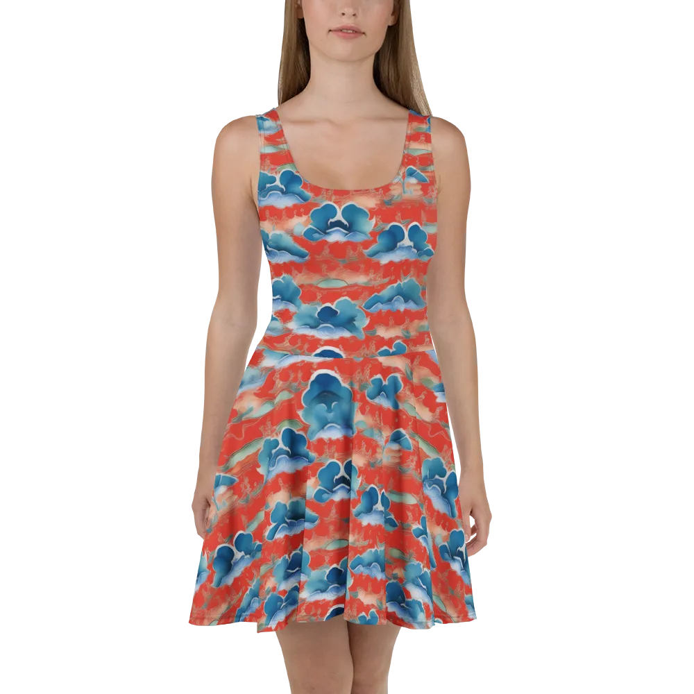 Vermilion Cloudscape on Skater Dress — Front