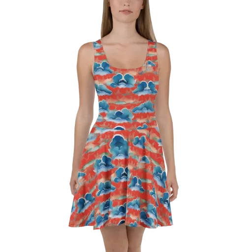 Vermilion Cloudscape on a Skater Dress