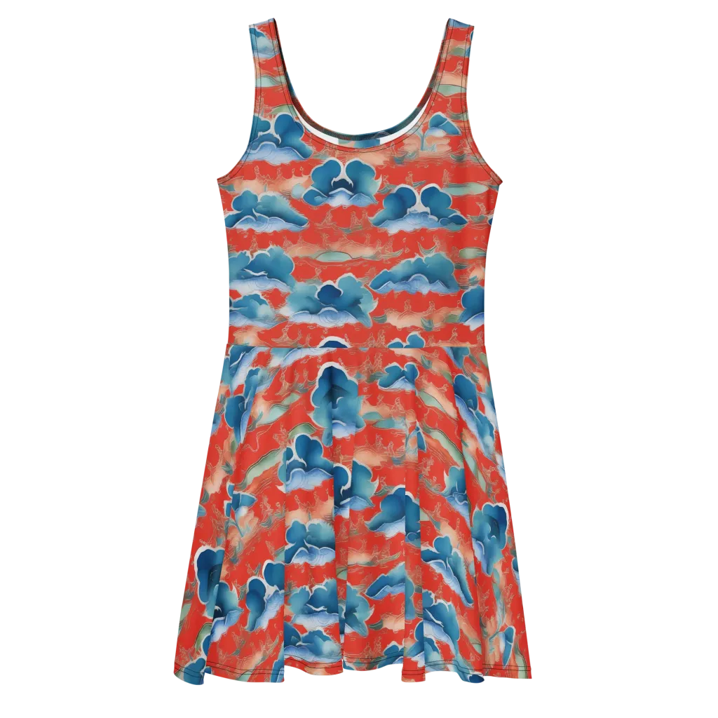 Vermilion Cloudscape on Skater Dress — Front