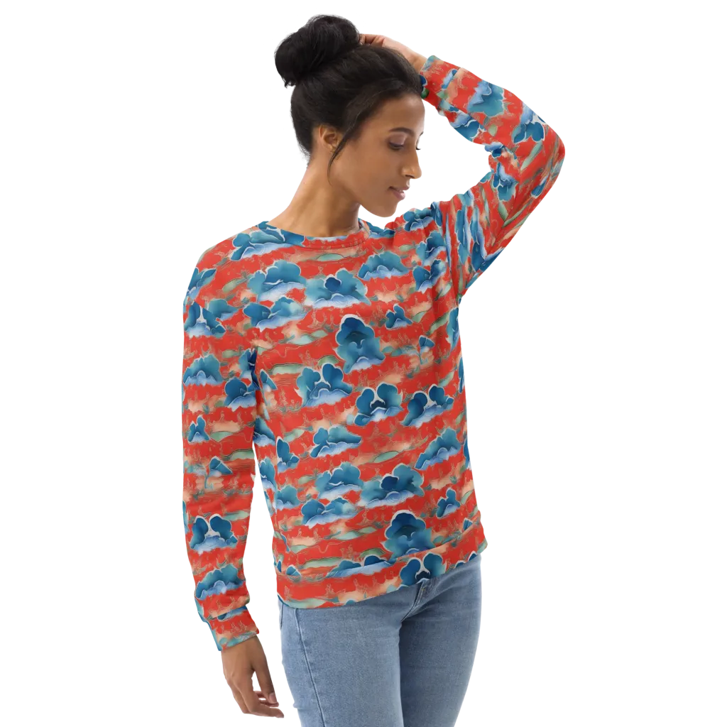Vermilion Cloudscape on Sweatshirt — Right Front