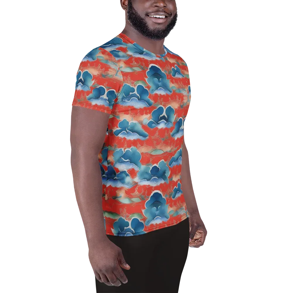Vermilion Cloudscape on Men's Athletic T-Shirt — Right