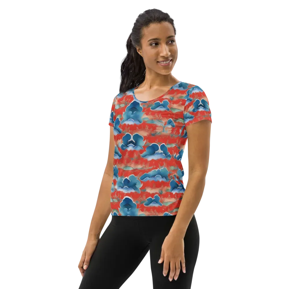 Vermilion Cloudscape on Women's Athletic T-Shirt — Left