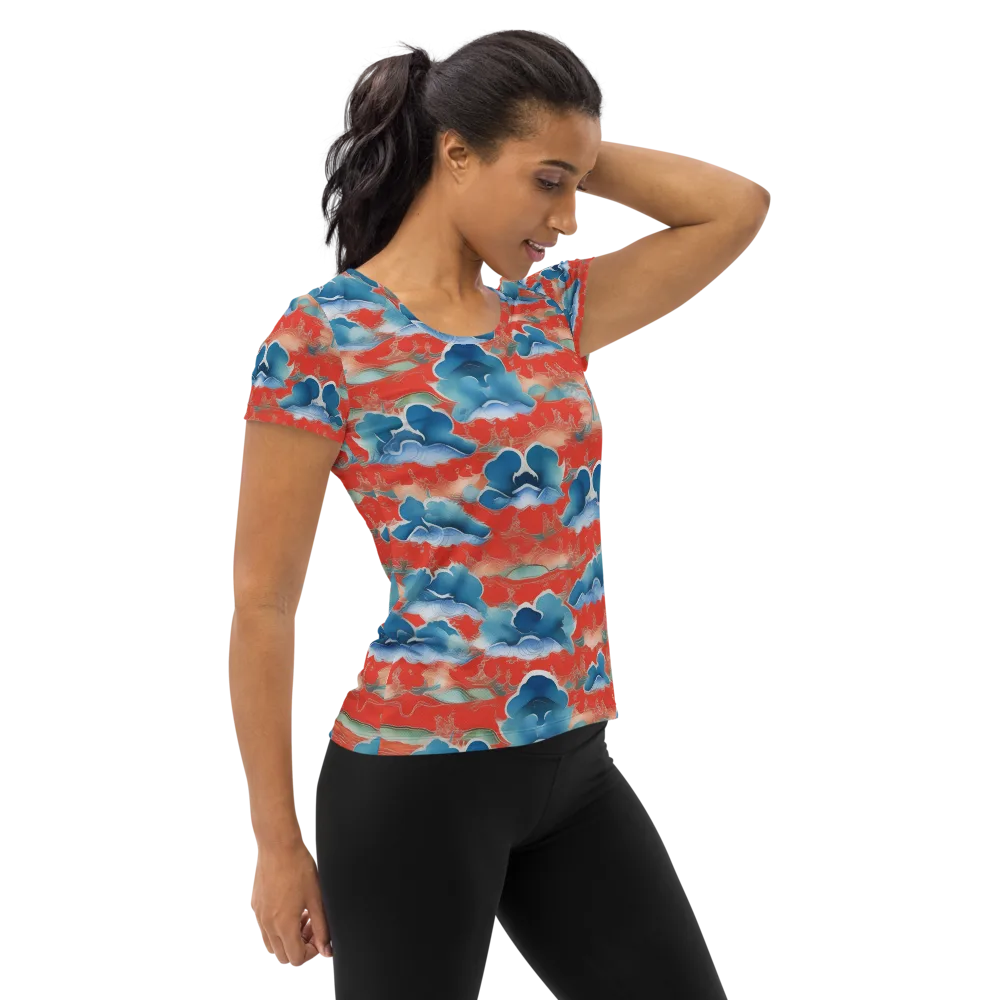 Vermilion Cloudscape on Women's Athletic T-Shirt — Right