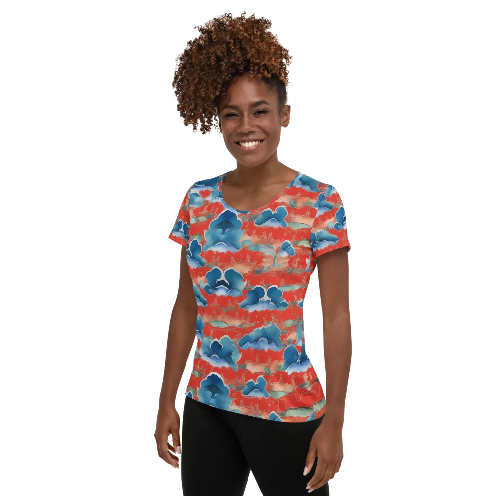 Vermilion Cloudscape on Women's Athletic T-Shirt — Left