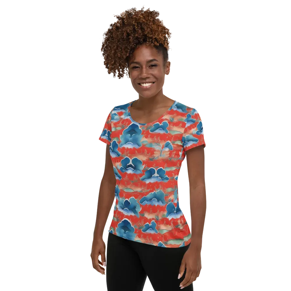 Vermilion Cloudscape on Women's Athletic T-Shirt — Left