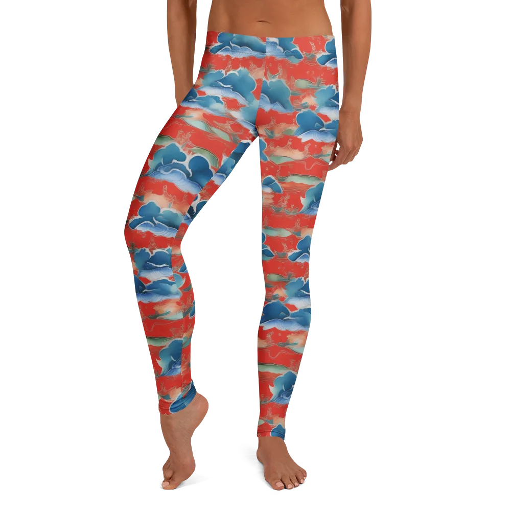 Vermilion Cloudscape on Leggings — Front