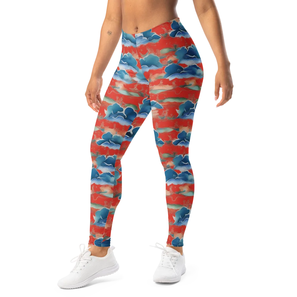 Vermilion Cloudscape on Leggings — Left Front