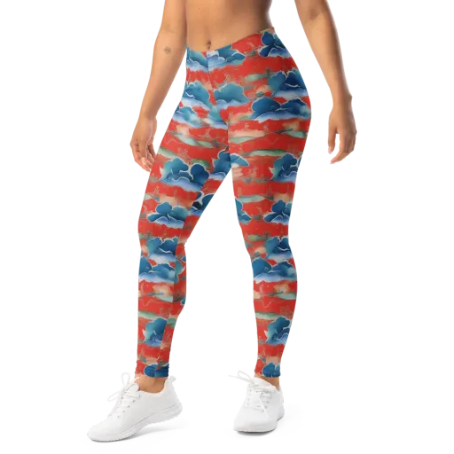 Vermilion Cloudscape on a Leggings