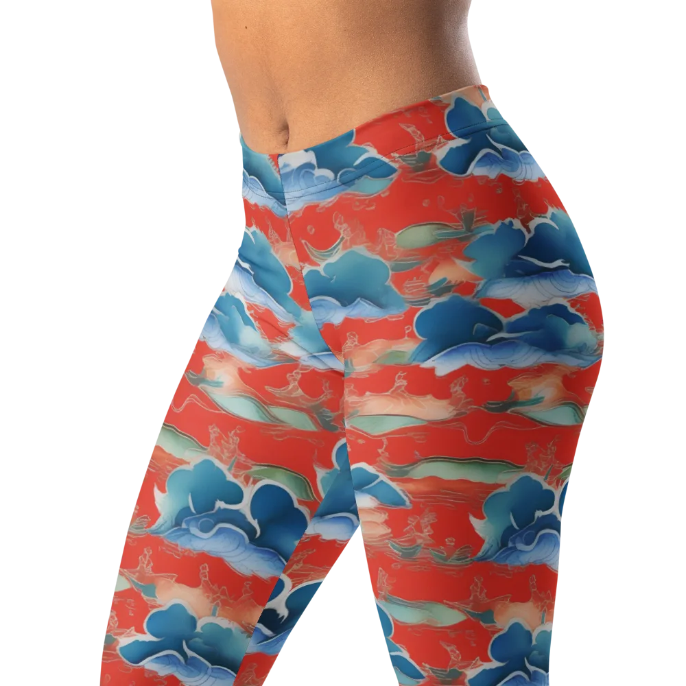 Vermilion Cloudscape on Leggings — Left Front