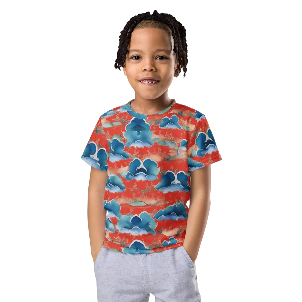 Vermilion Cloudscape on Kids Crew Neck T-Shirt — Front
