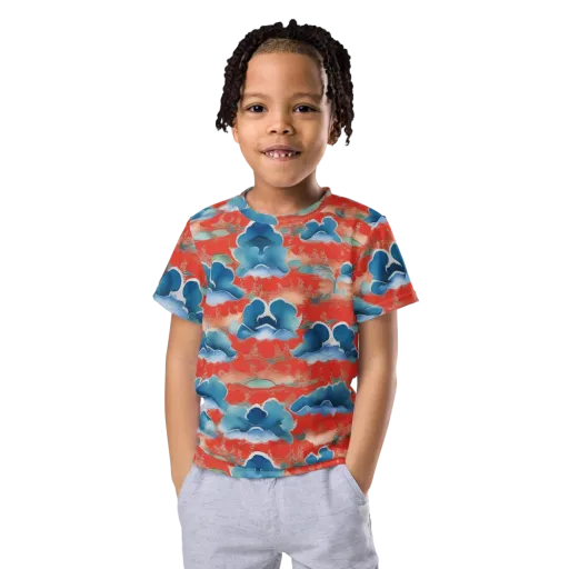 Vermilion Cloudscape on a Kids Crew Neck T-Shirt