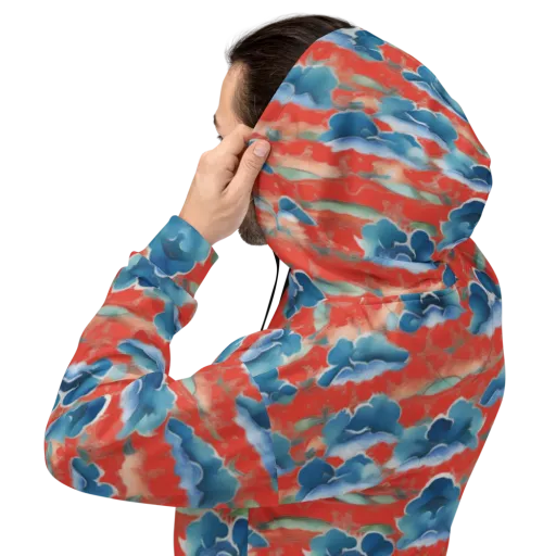 Vermilion Cloudscape on a Hoodie