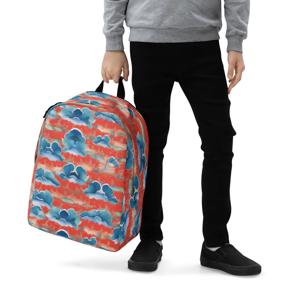 Vermilion Cloudscape on Minimalist Backpack — Zoomed-in