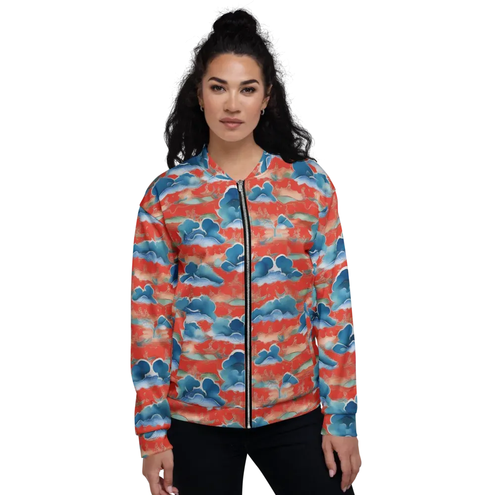 Vermilion Cloudscape on Bomber Jacket — Front