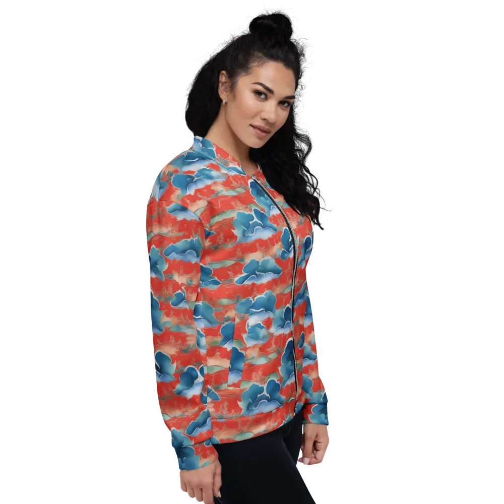Vermilion Cloudscape on Bomber Jacket — Right