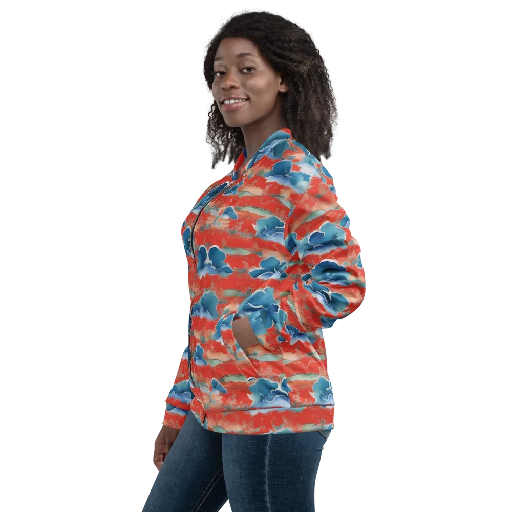 Vermilion Cloudscape on Bomber Jacket — Left