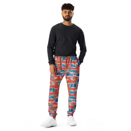 Vermilion Cloudscape on a Men's Joggers