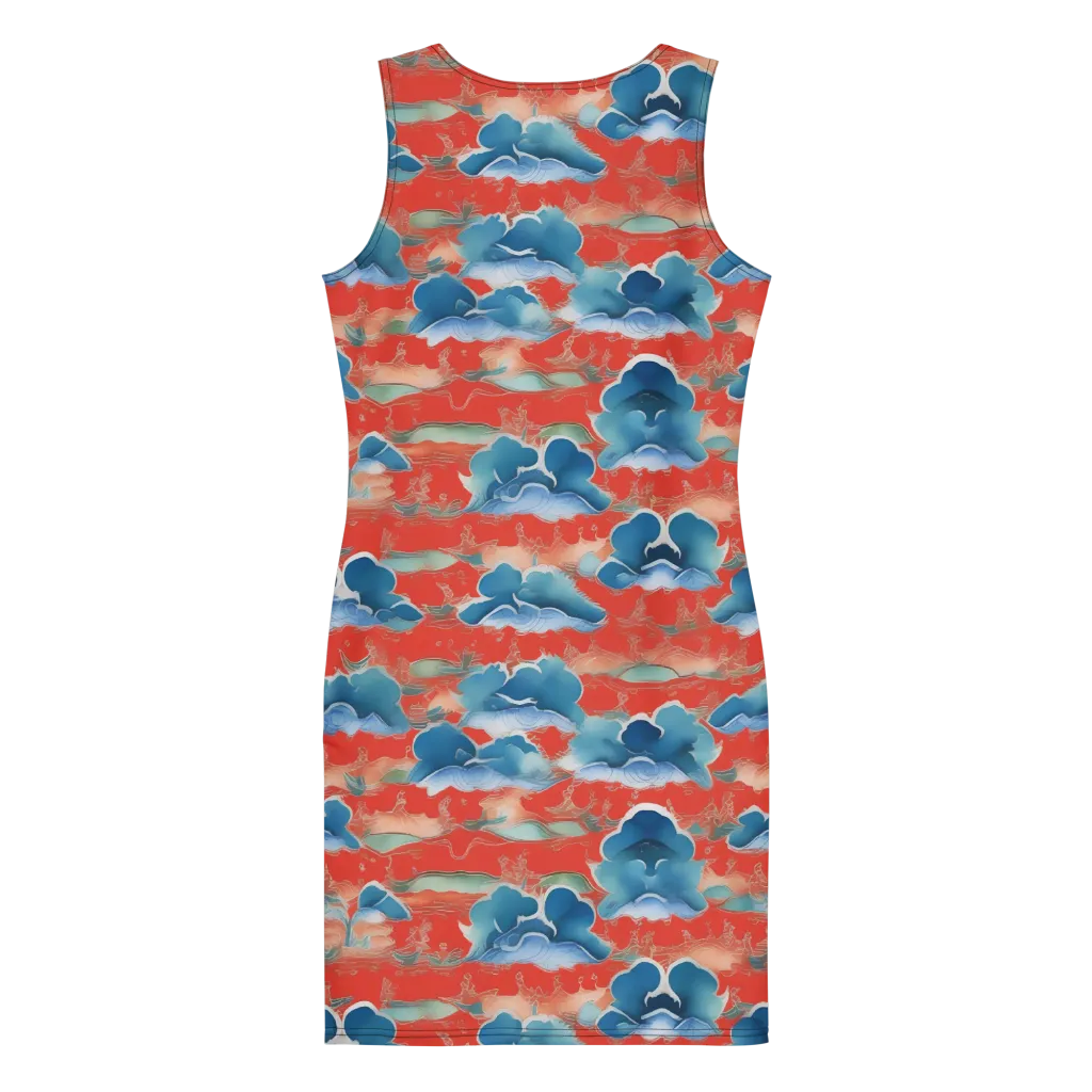 Vermilion Cloudscape on Bodycon Dress — Back