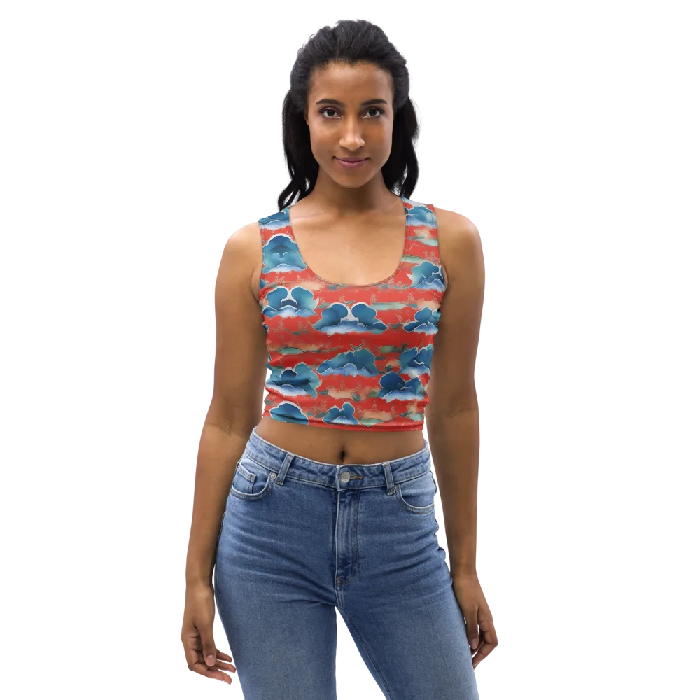 Vermilion Cloudscape on Crop Top — Front