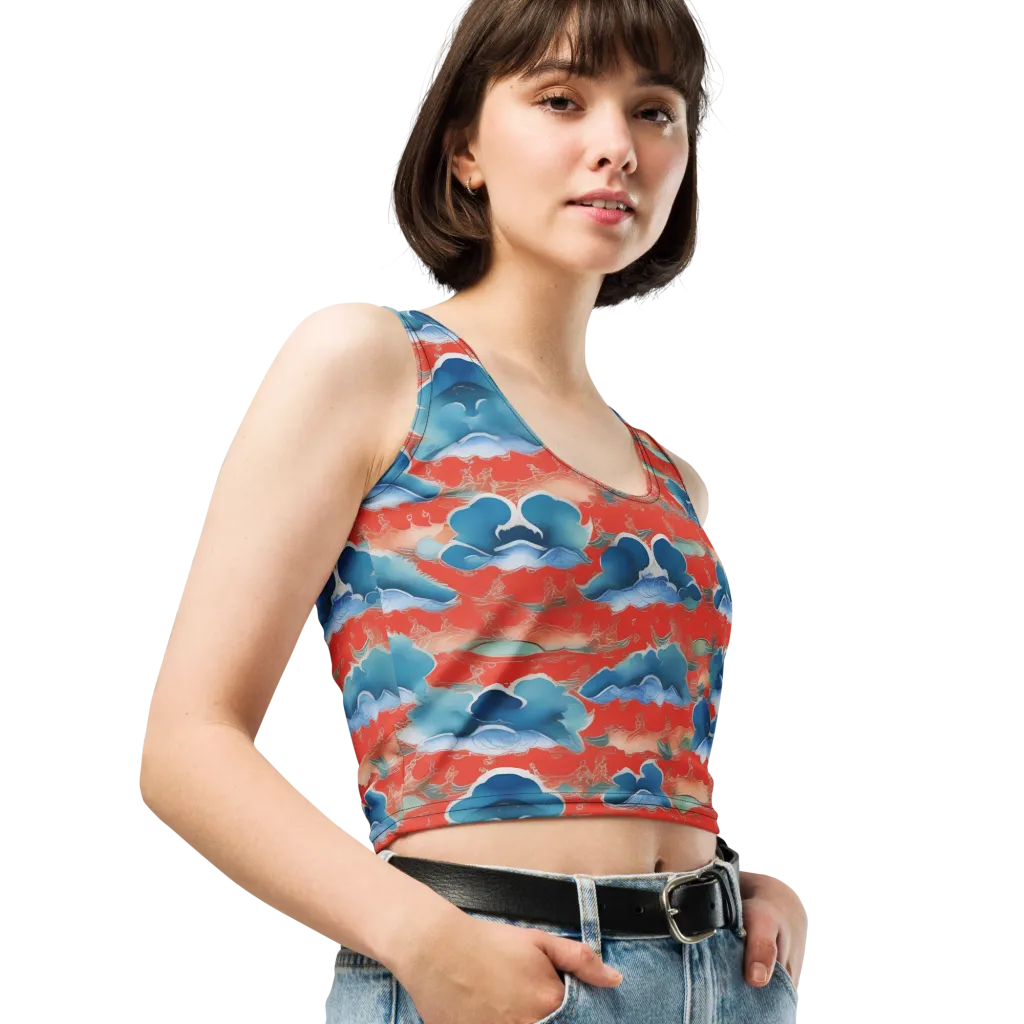 Vermilion Cloudscape on Crop Top — Right Front