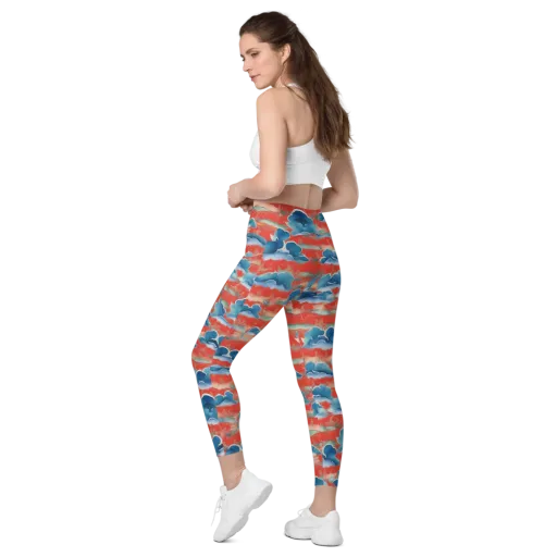 Vermilion Cloudscape on a Leggings with Pockets