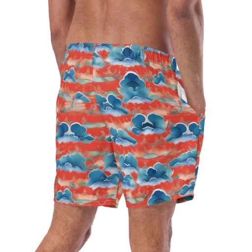 Vermilion Cloudscape on a Swim Trunks