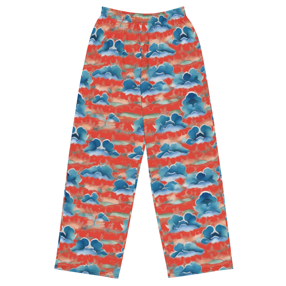 Vermilion Cloudscape on Wide-Leg Pants — Front