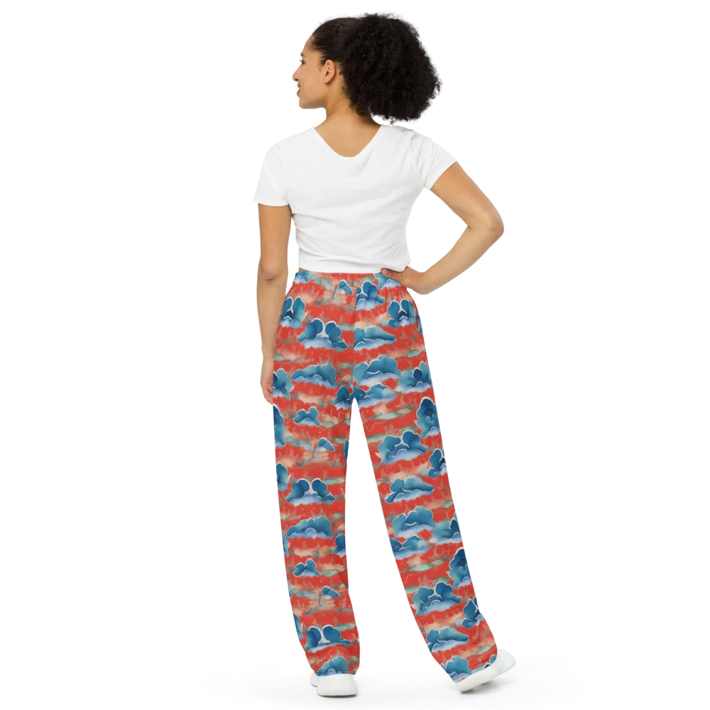 Vermilion Cloudscape on Wide-Leg Pants — Back