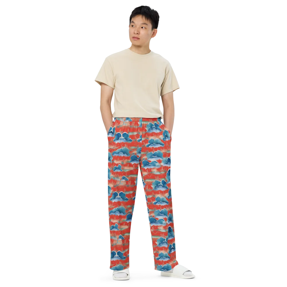 Vermilion Cloudscape on Wide-Leg Pants — Front
