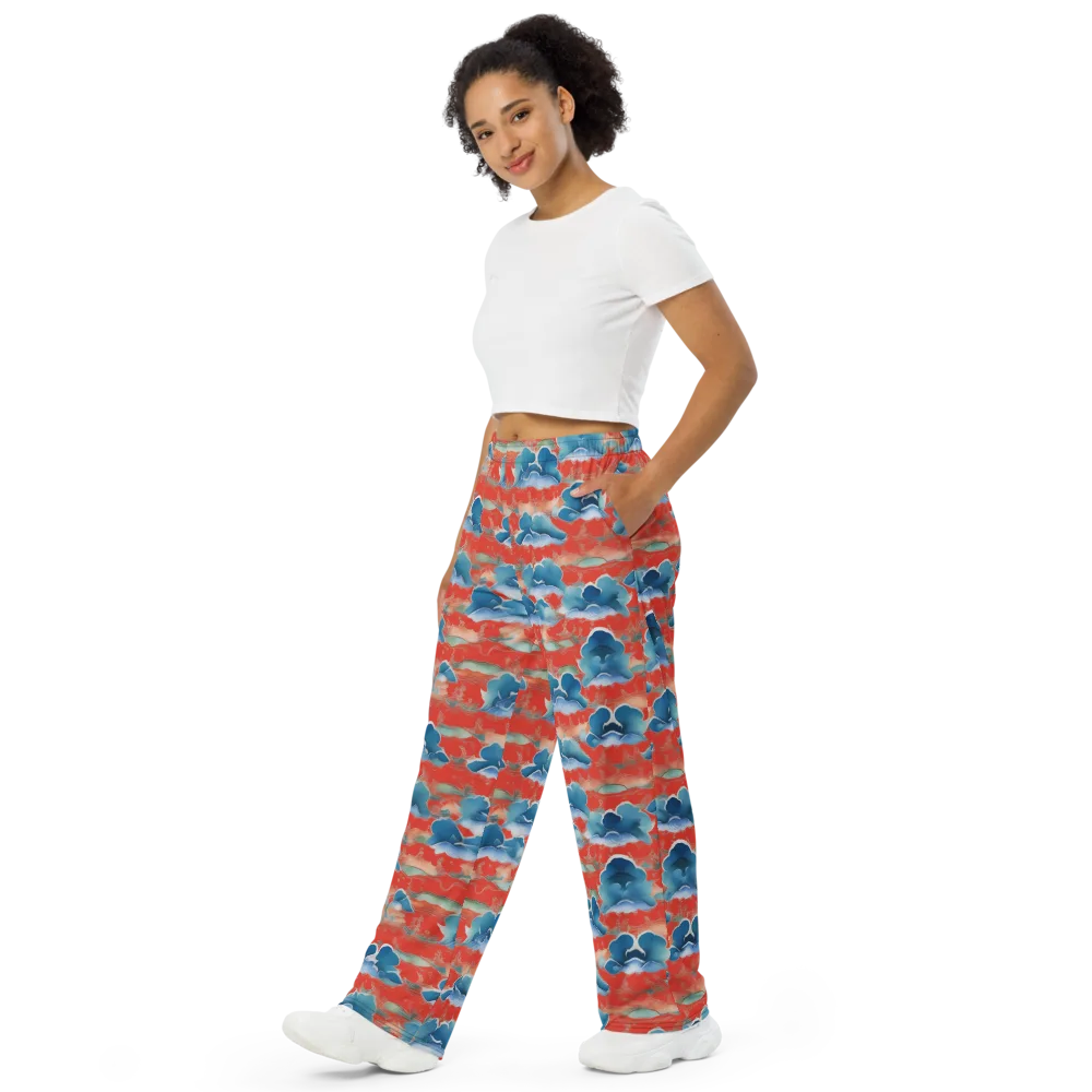 Vermilion Cloudscape on Wide-Leg Pants — Left Front