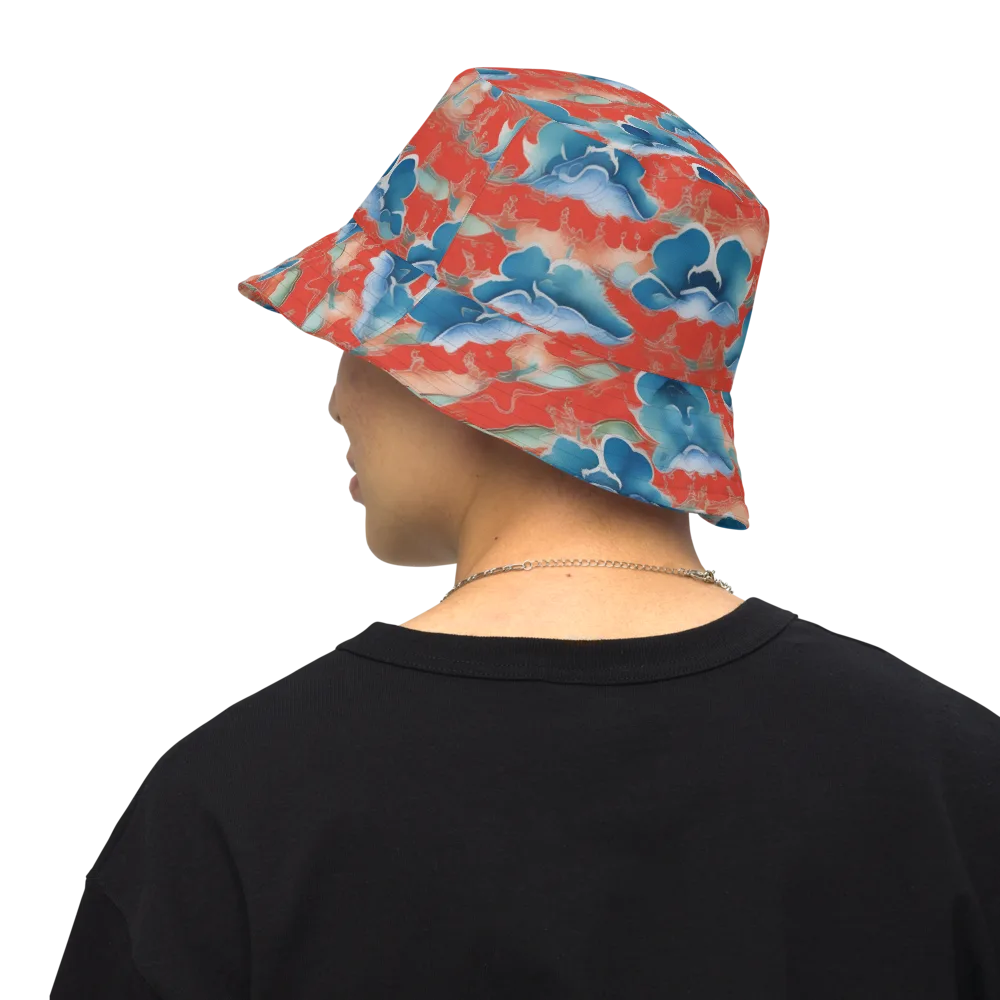 Vermilion Cloudscape on Reversible Bucket Hat — Back Inside