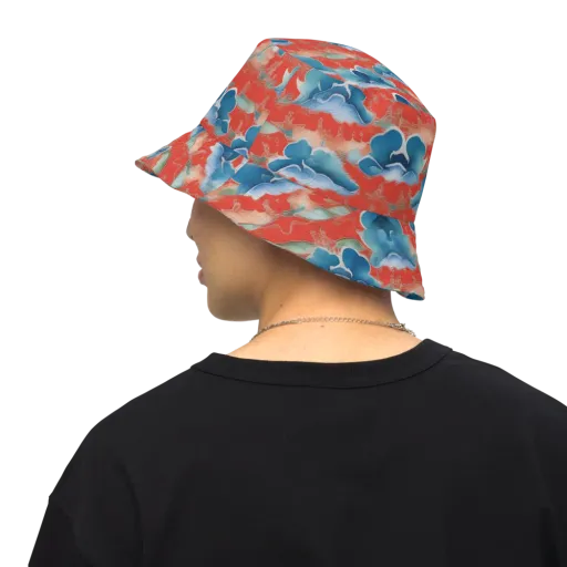 Vermilion Cloudscape on a Reversible Bucket Hat