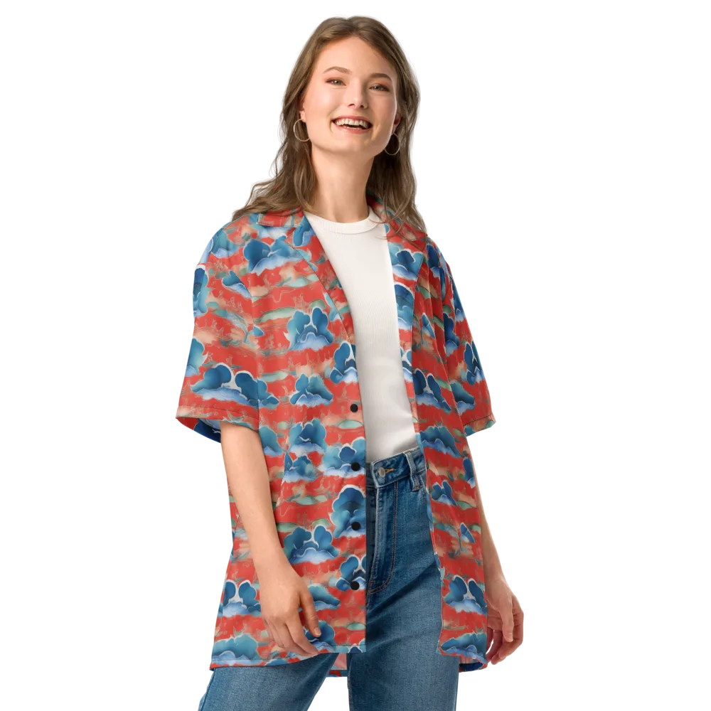 Vermilion Cloudscape on Button Shirt — Front