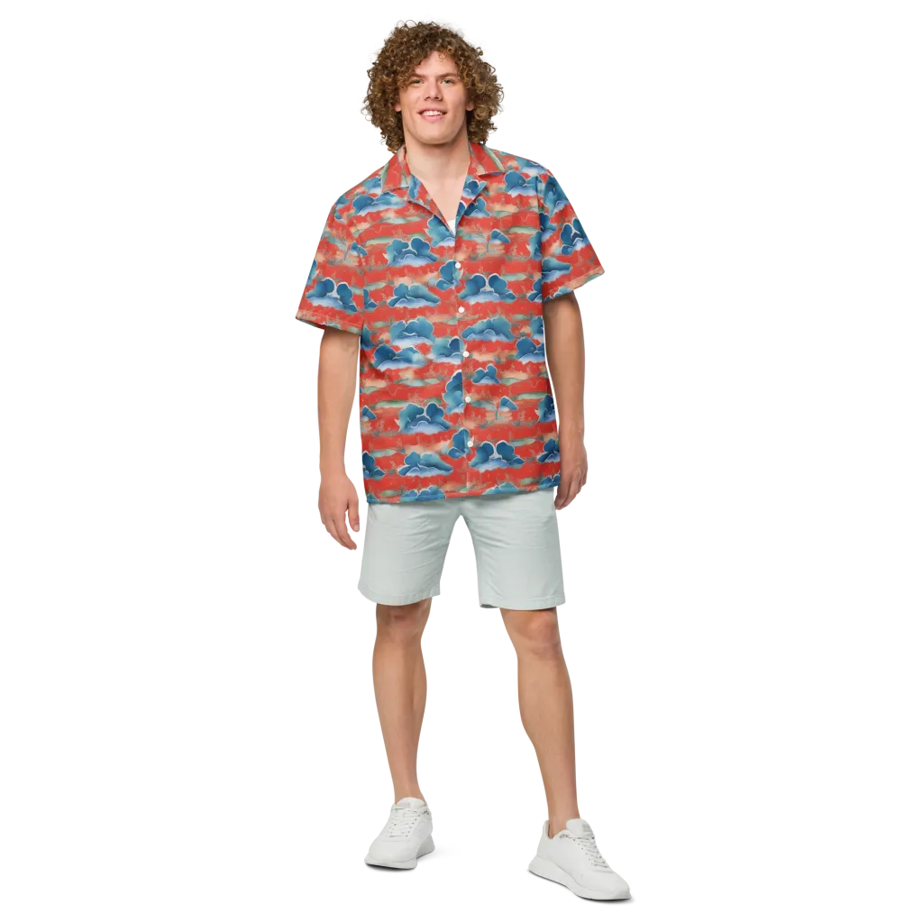 Vermilion Cloudscape on Button Shirt — Front