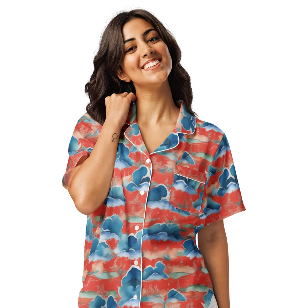 Vermilion Cloudscape on Women's Short Sleeve Pajama Top — Front