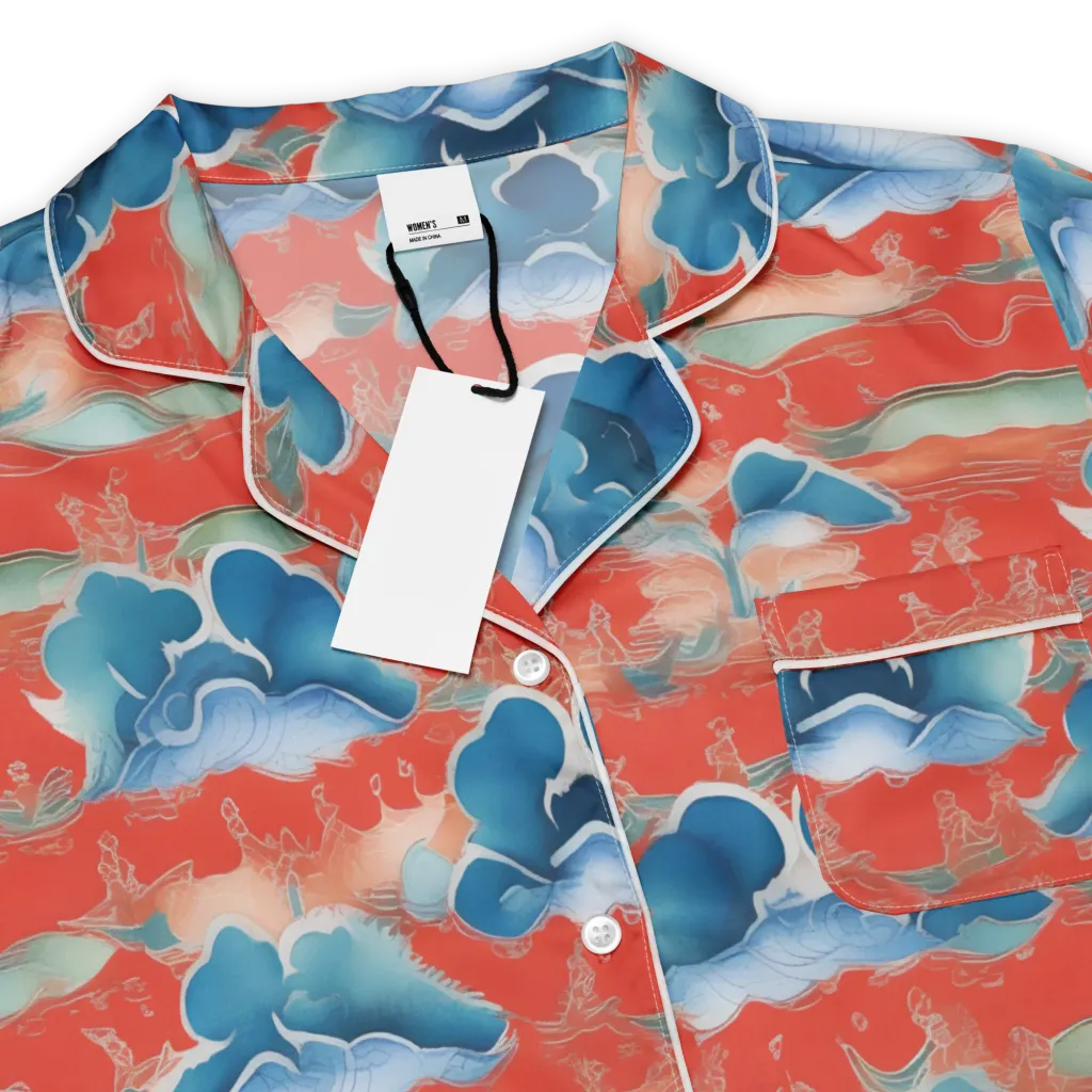 Vermilion Cloudscape on Women's Short Sleeve Pajama Top — Product details