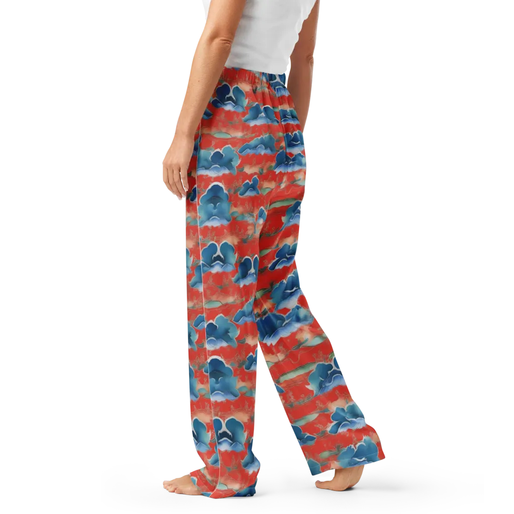 Vermilion Cloudscape on Women's Pajama Pants — Left