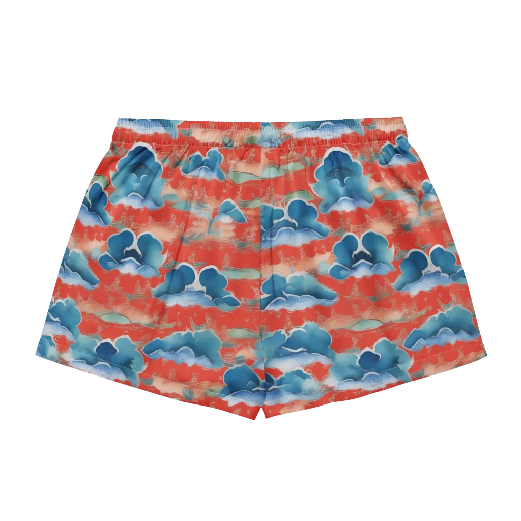 Vermilion Cloudscape on Women's Pajama Shorts — Back