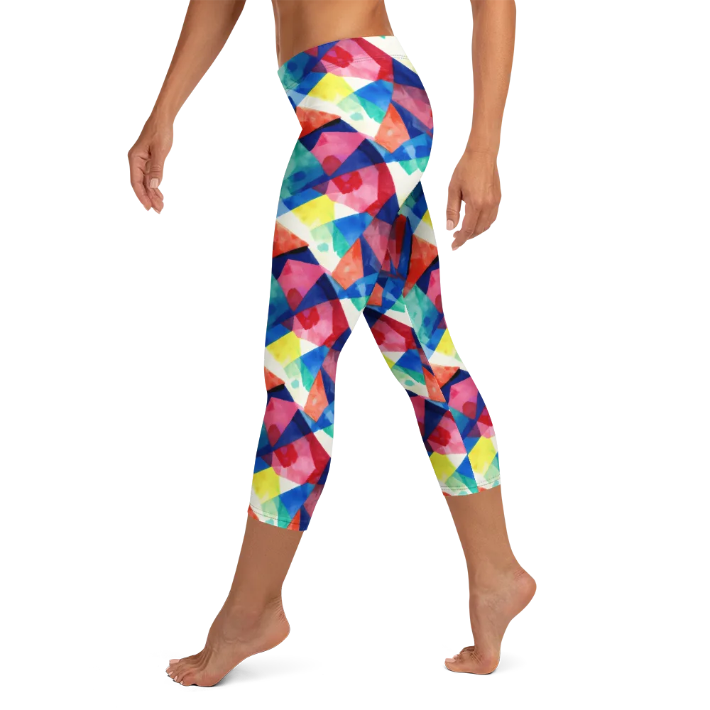 Chromatic Collage on Capri Leggings — Left
