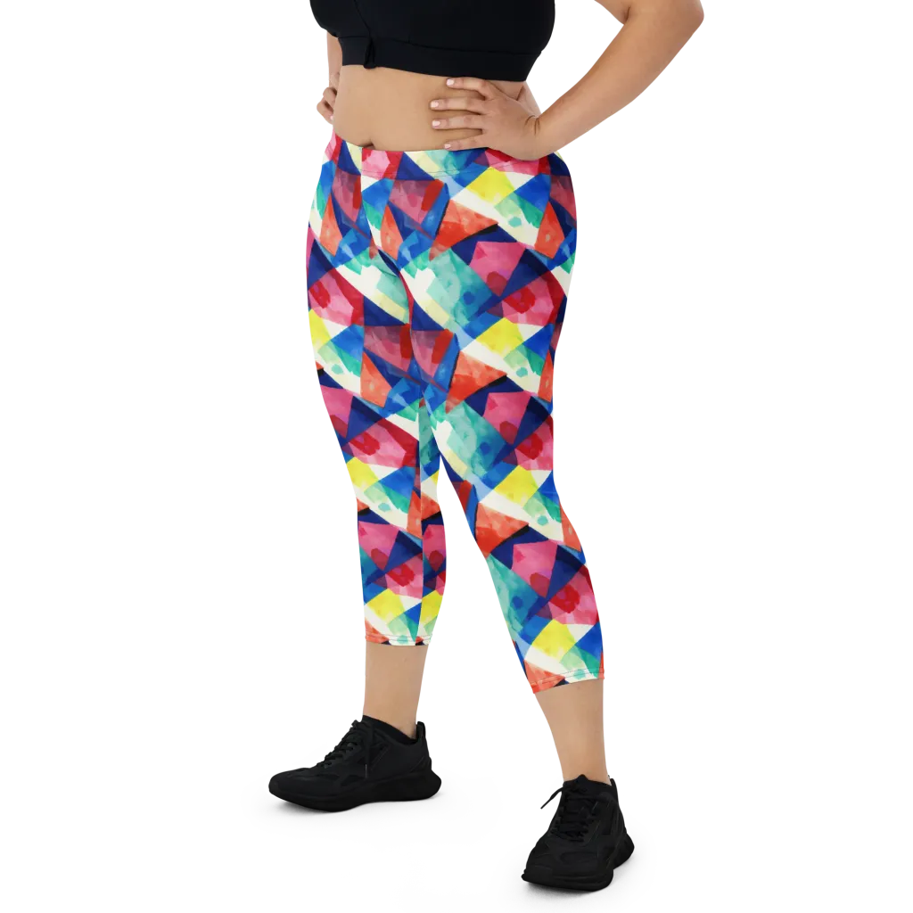 Chromatic Collage on Capri Leggings — Front