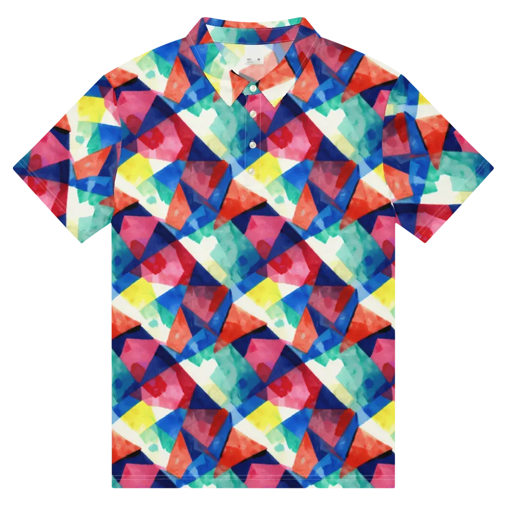 Chromatic Collage on Men's Slim Fit Polo Shirt — Front