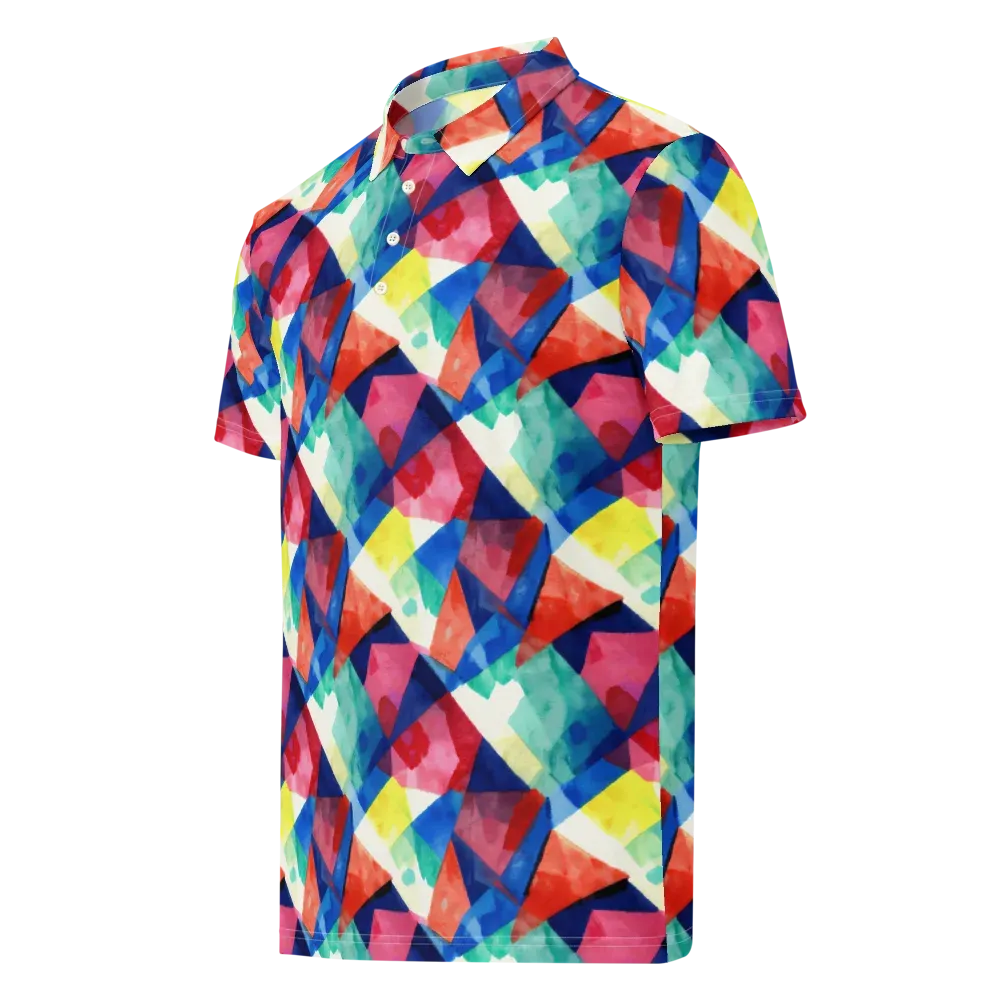 Chromatic Collage on Men's Slim Fit Polo Shirt — Left Front