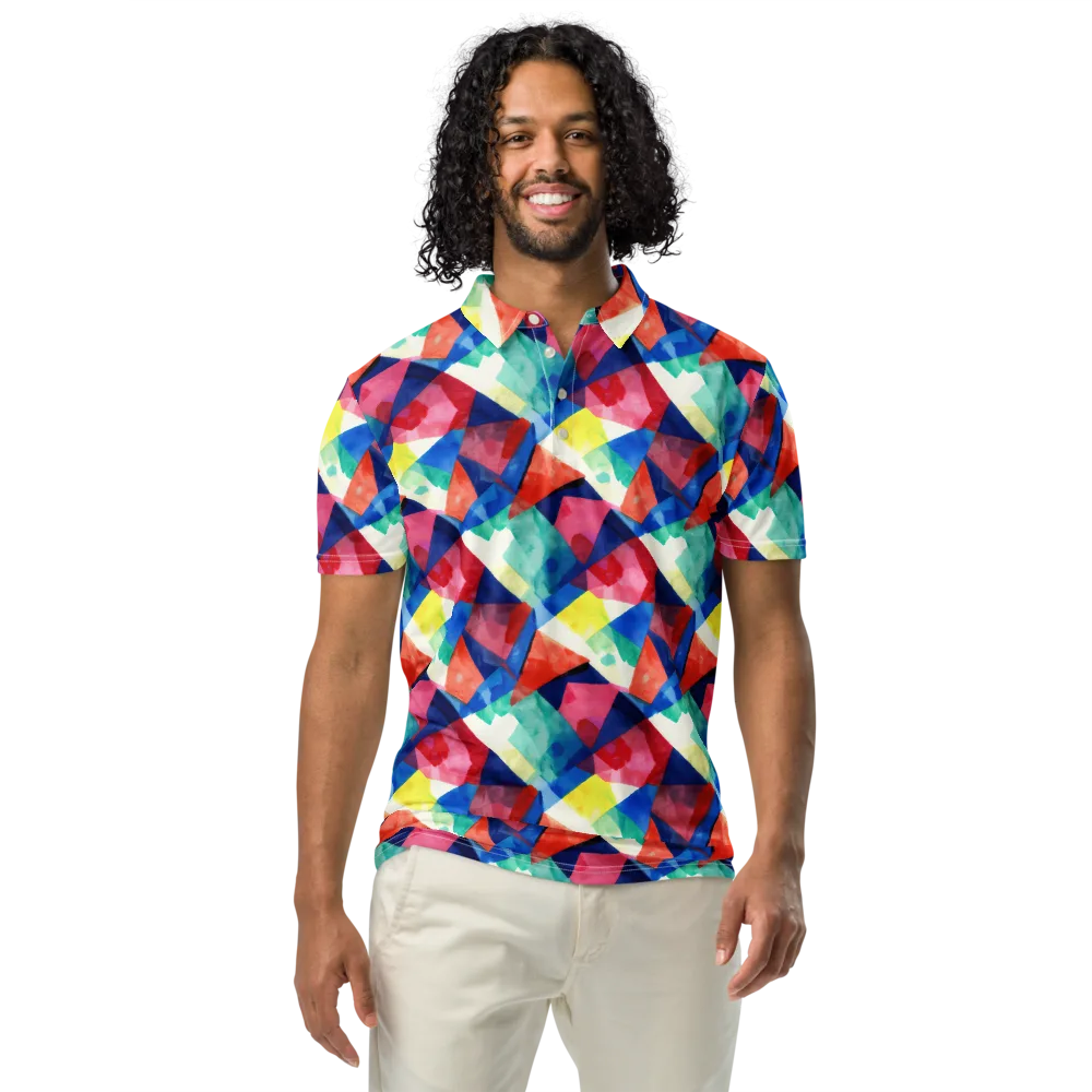 Chromatic Collage on Men's Slim Fit Polo Shirt — Front