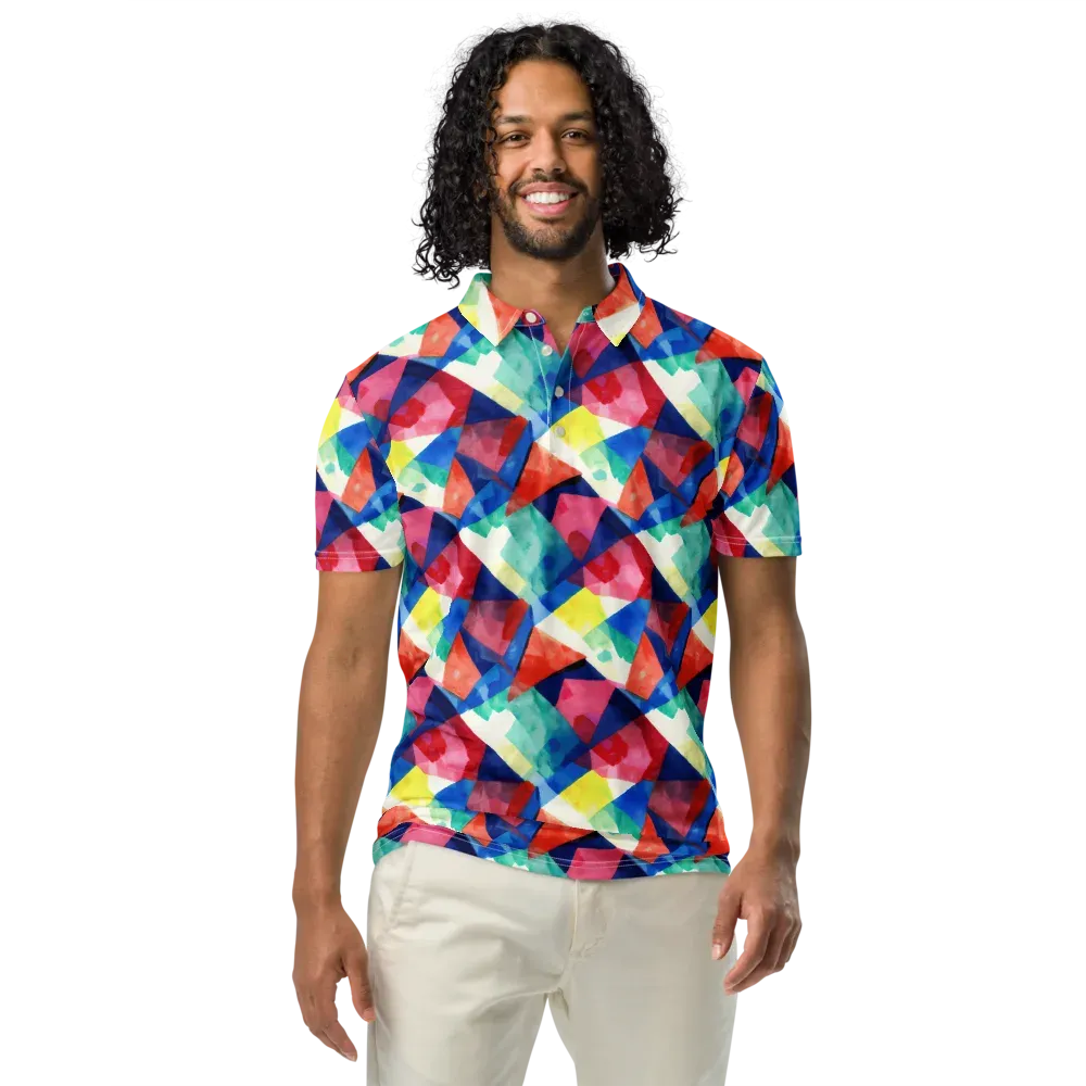 Chromatic Collage on Men's Slim Fit Polo Shirt — Front