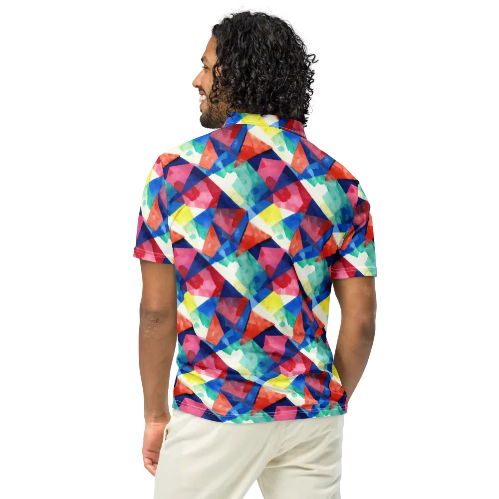 Chromatic Collage on Men's Slim Fit Polo Shirt — Back